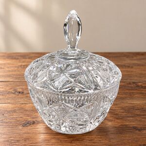 Vintage Beyer Bleikristall 24% Lead Crystal Lidded Candy Dish West Germany 5.5"
